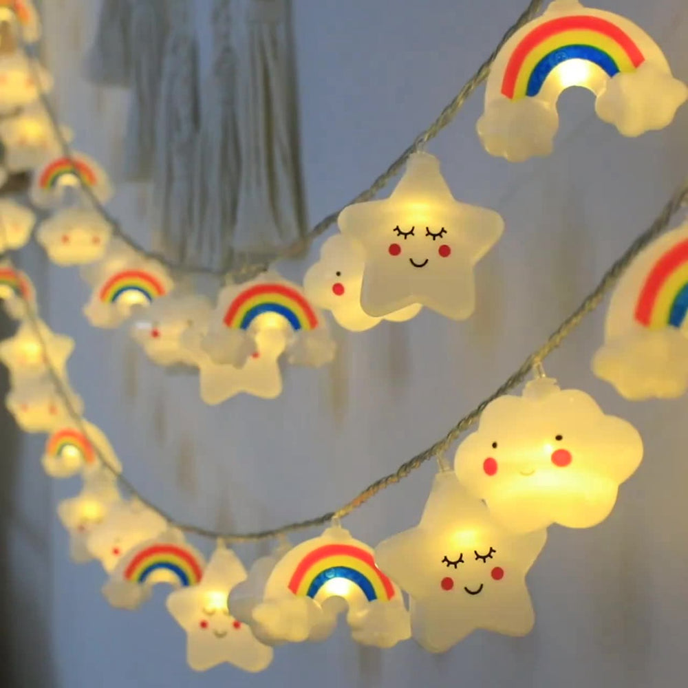 Rainbow Star Cloud Fairy Lights – LED Twinkle String Lights Battery Powered for Bedroom & Party Decor